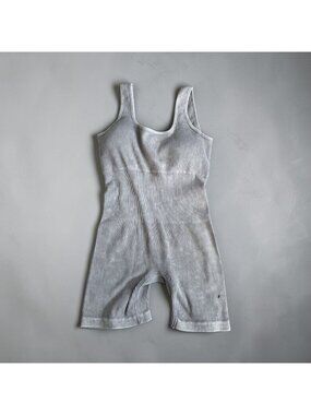 ZENANA Gray Burnished Stretch Bodysuit Size L/XL